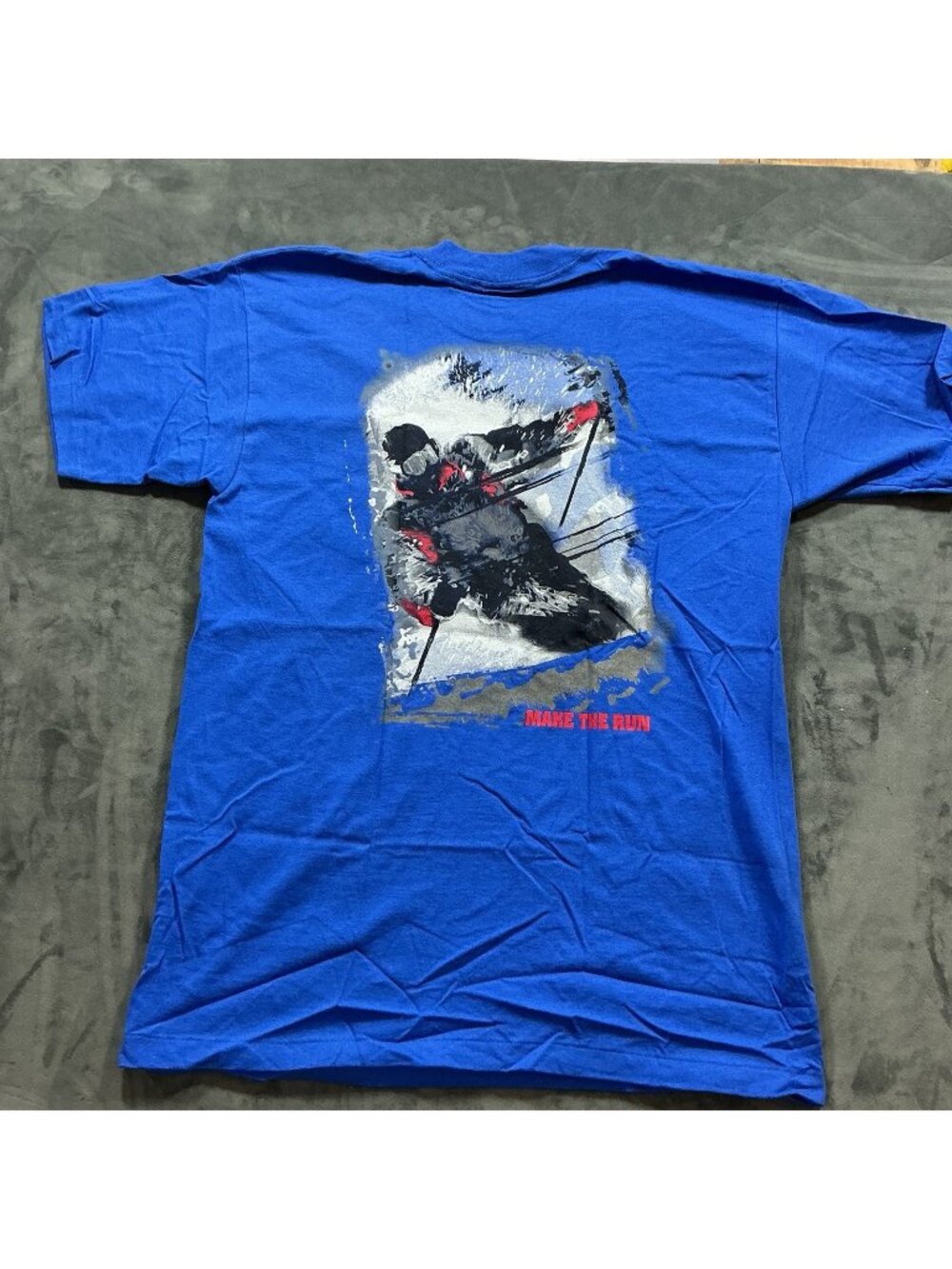 Vintage 90s Marlboro Make The Run Ski Shirt Men's Size XL Blue Single Stitch VTG